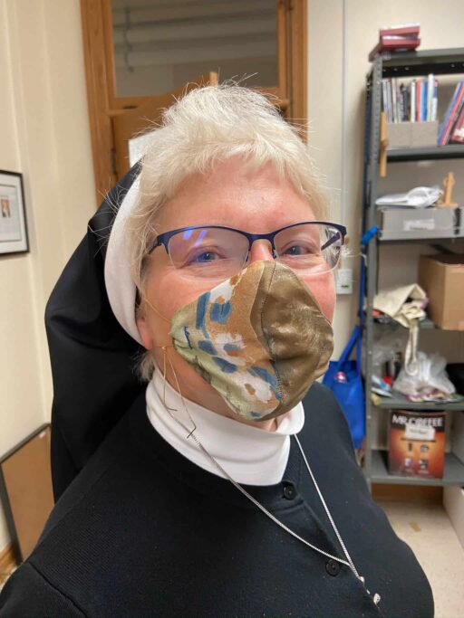 Sr Michael Francine Duncan wearing a mask