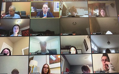 Zoom call picture with Senator Wyden