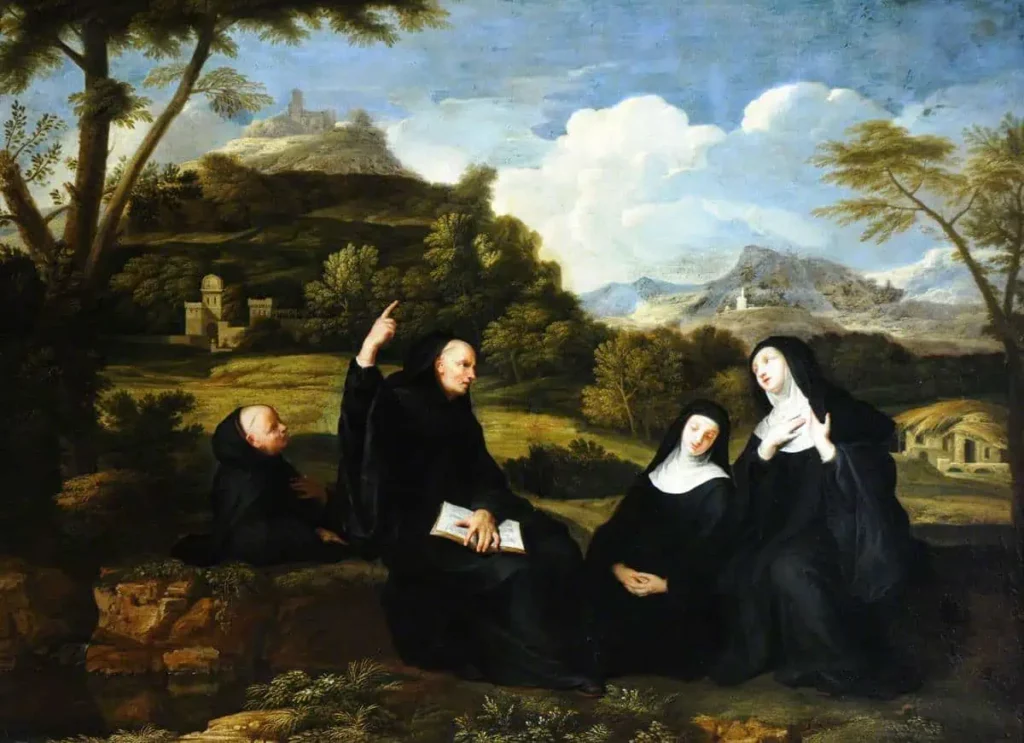 Jean Baptiste De Champaigne 1631 1681 Attributed To Saint Benedict And Saint Scholastica And Two Companions In A Landscape 290251 National Trust