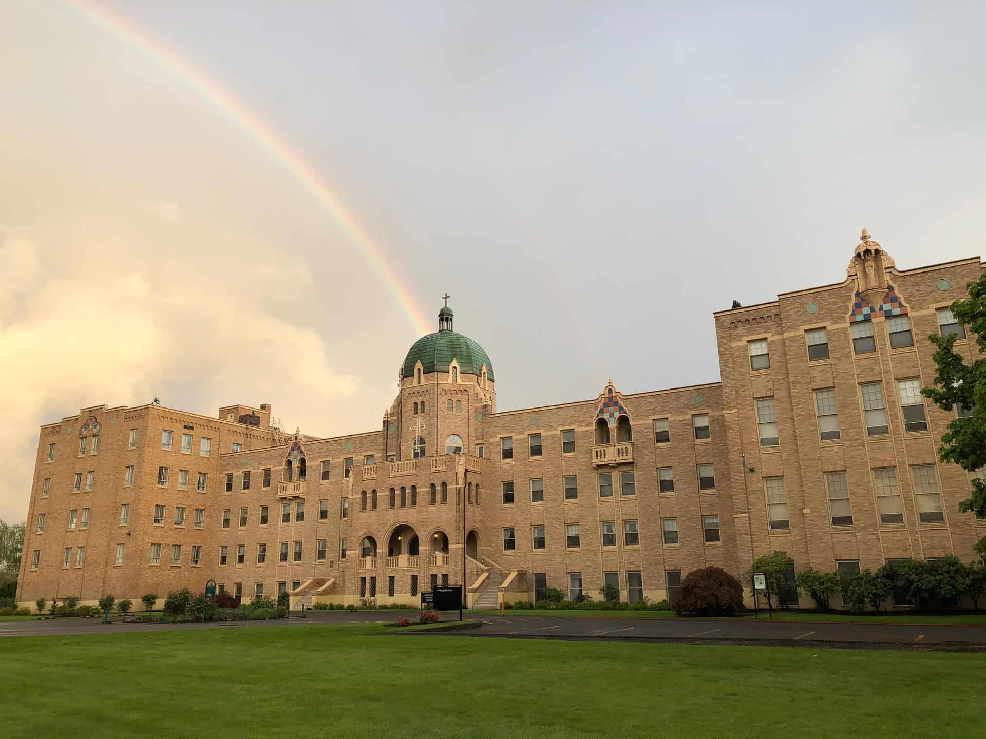 Rainbow and clouds above the dome