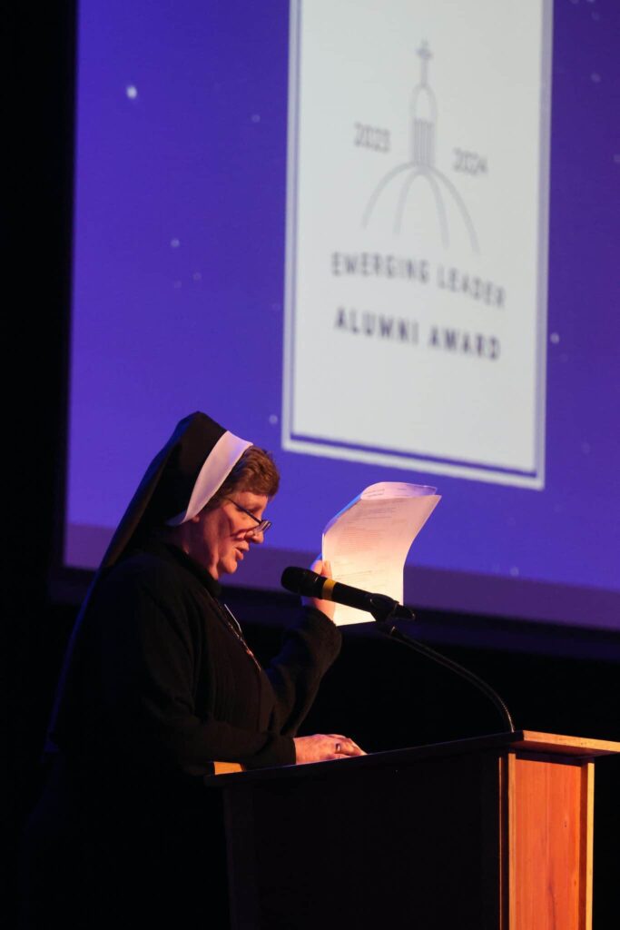 Sr Adele Marie speaking at Gala
