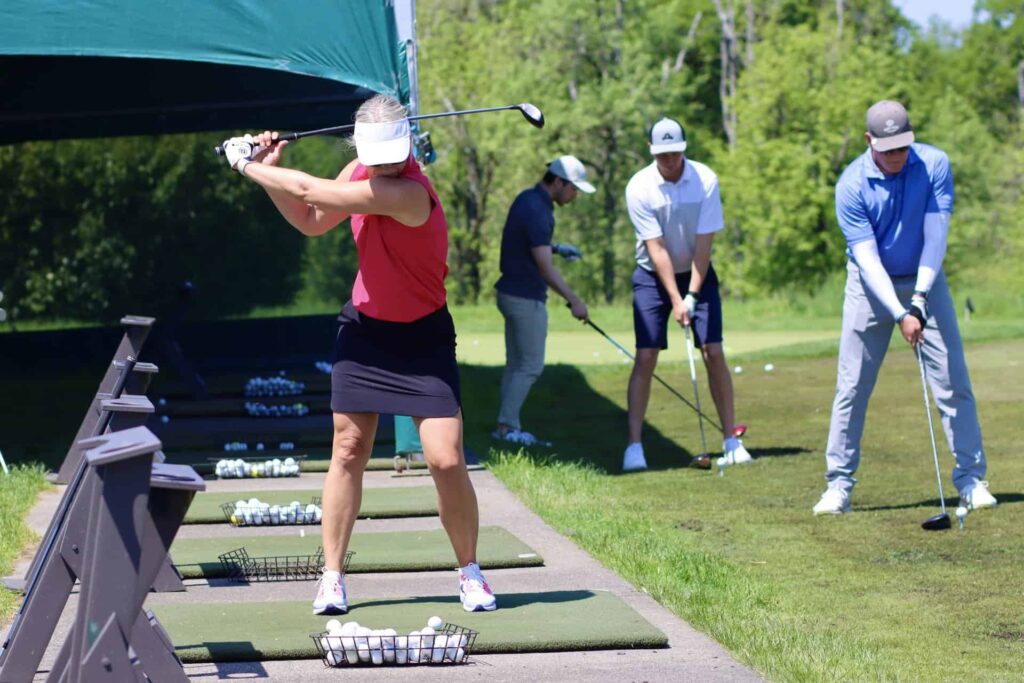 Practicing golf swing