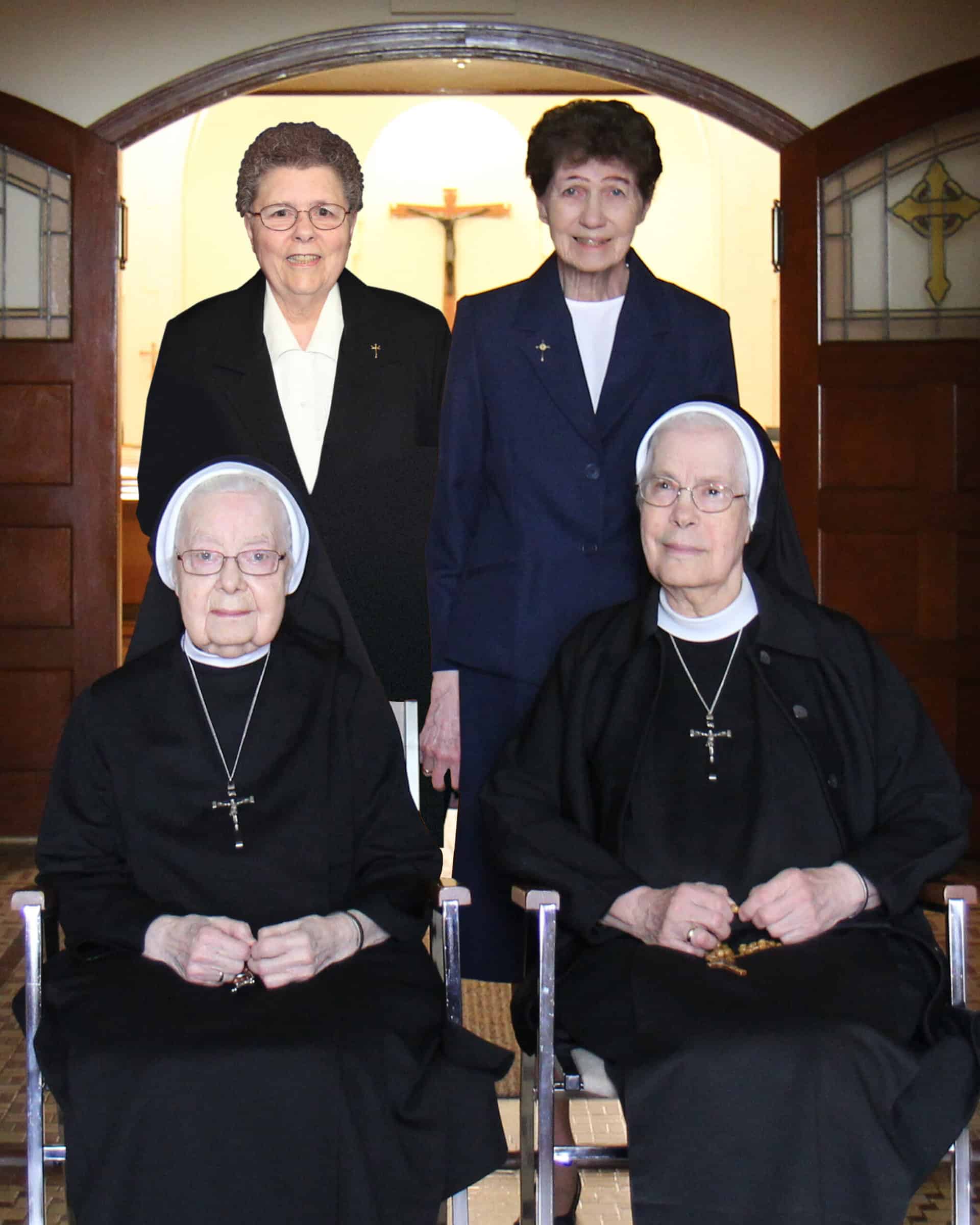 Sr. Janet -top left - with her class of 70 year Jubilarians: Sr. Rita Rose Stohosky, and Srs. Anne Marie and Agnes Vandecoevering
