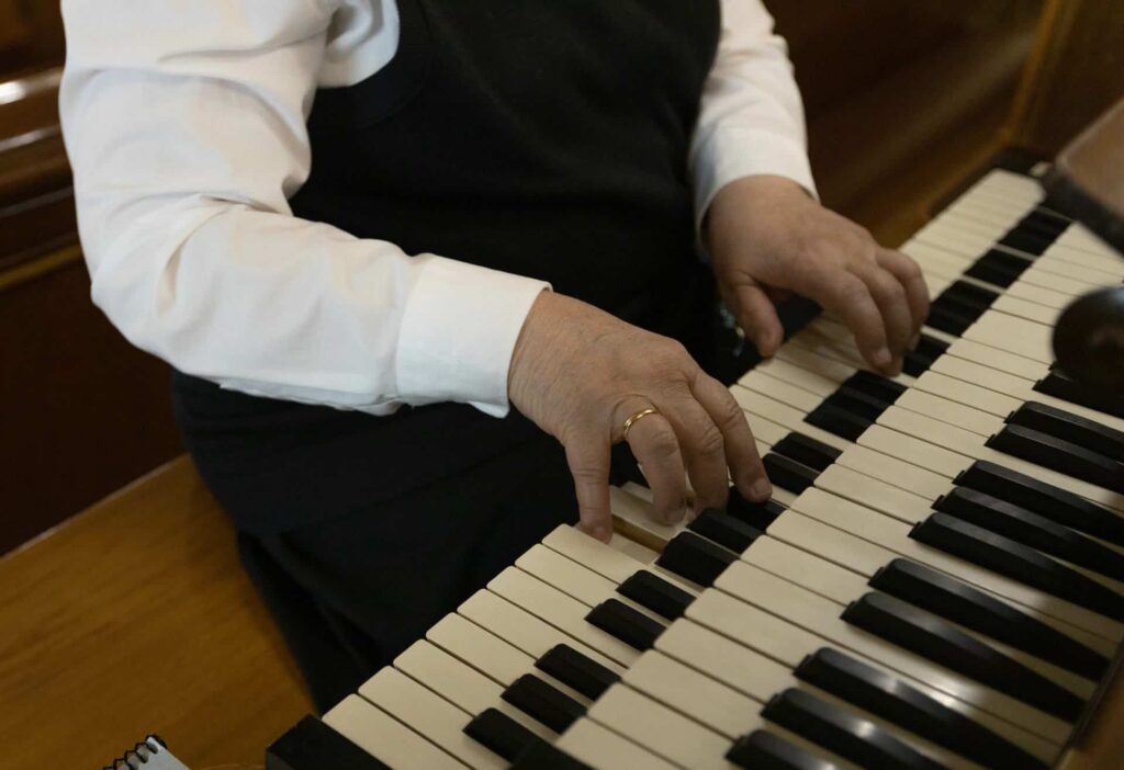 Sister Juliana playing the organ