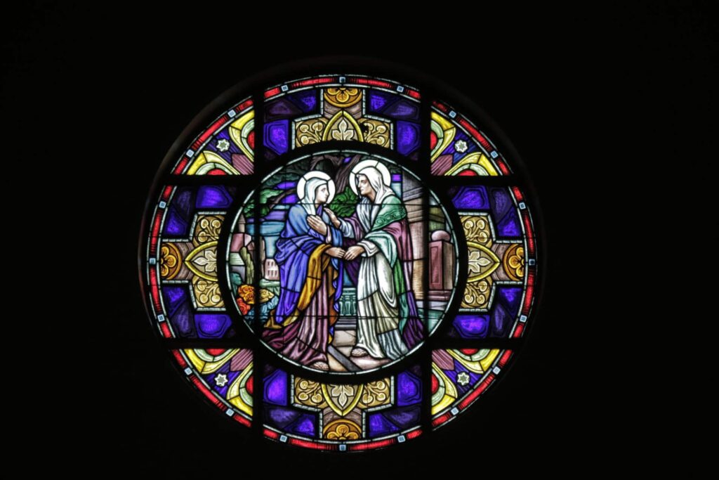 Stained glass depicting the Visitation