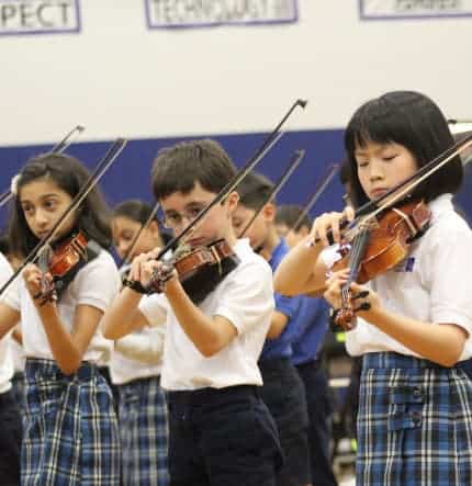 Elementary orchestra recital in gym
