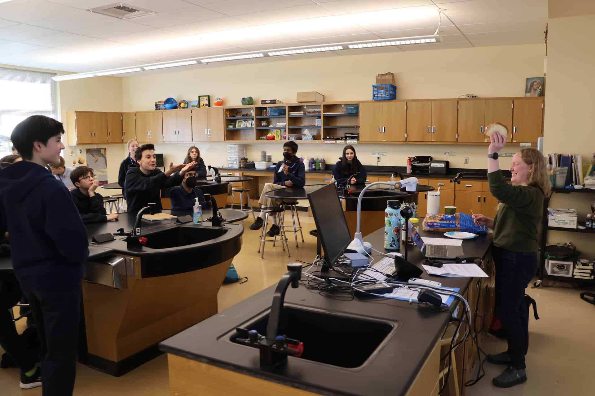 Vally Catholic Middle School Science class