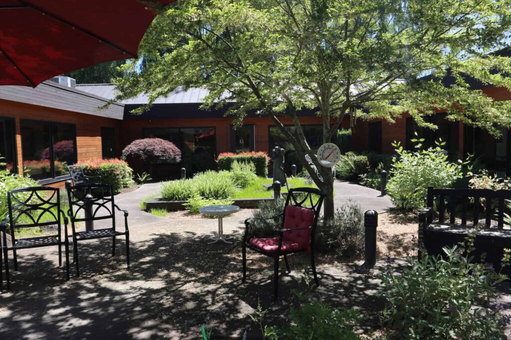 Maryville courtyard, providing a peaceful and calm environment