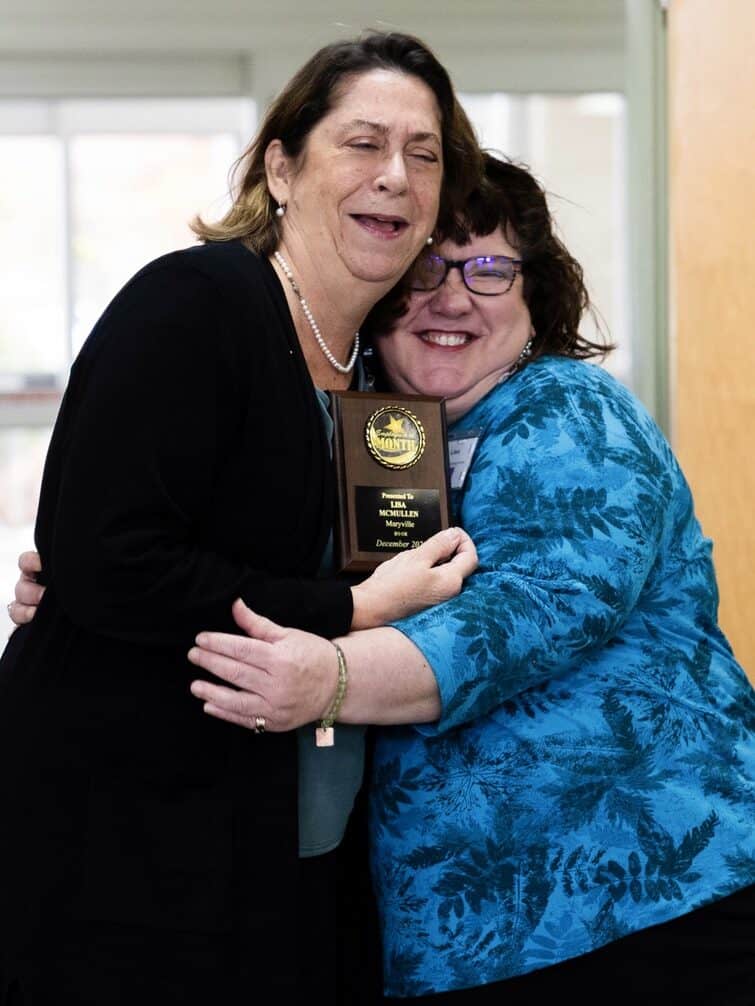 Lisa and Kathleen celebrating