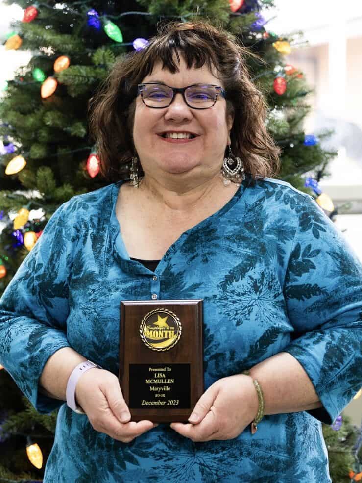 Lisa McMullen, is Maryville’s employee of the Month for December