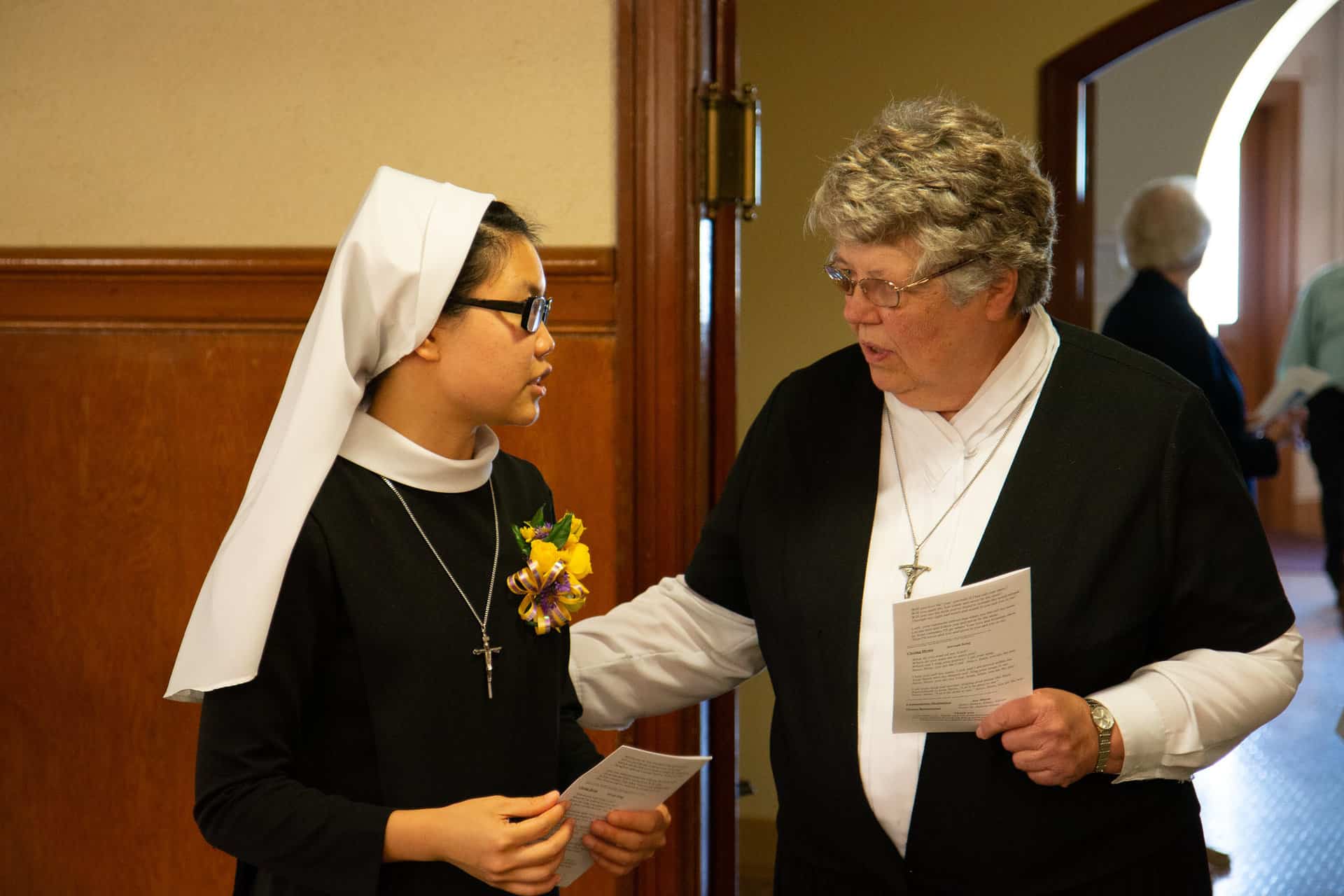 Sr. Thanh receives encouragement from Sr. Charlene
