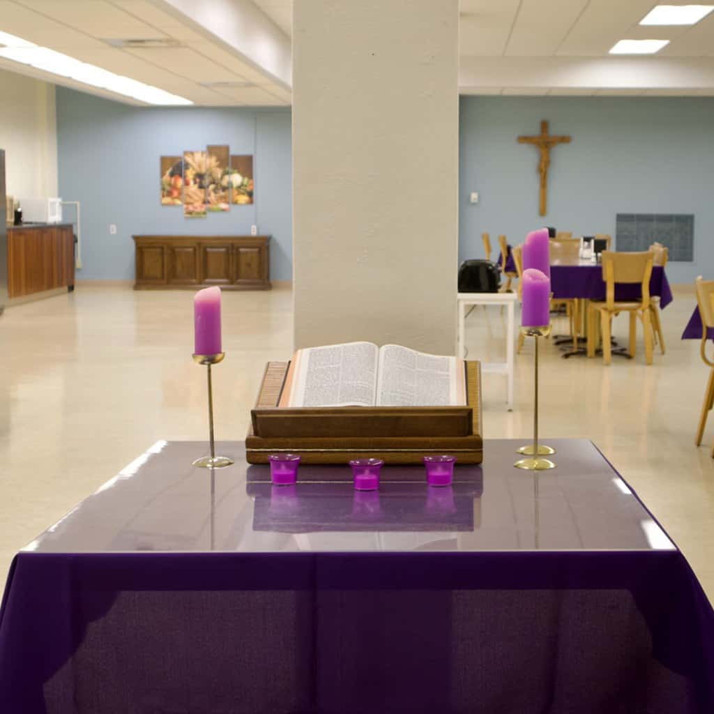 Bible opened in cafeteria