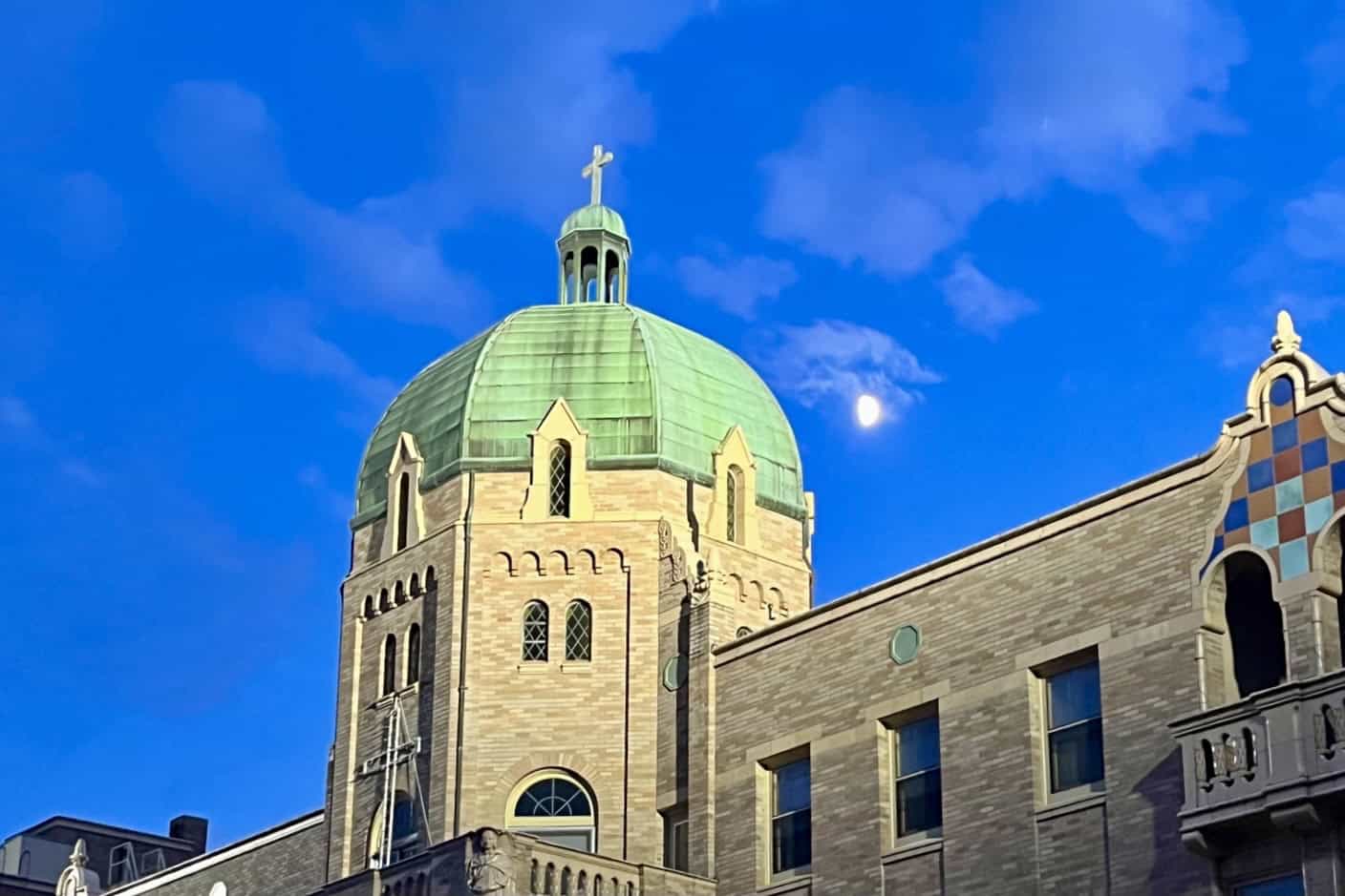 Motherhouse with Moon in sky