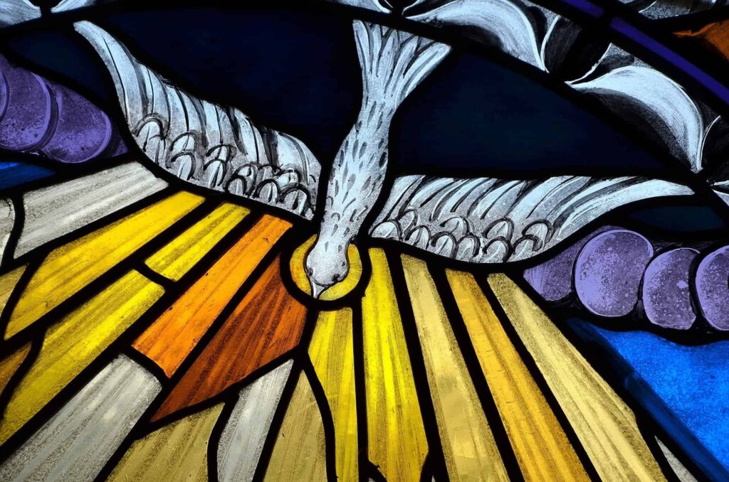 Stained glass window depicting the Holy Spirit