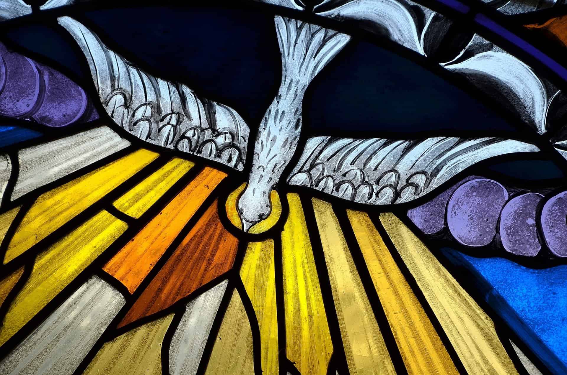 Stained glass window depicting the Holy Spirit