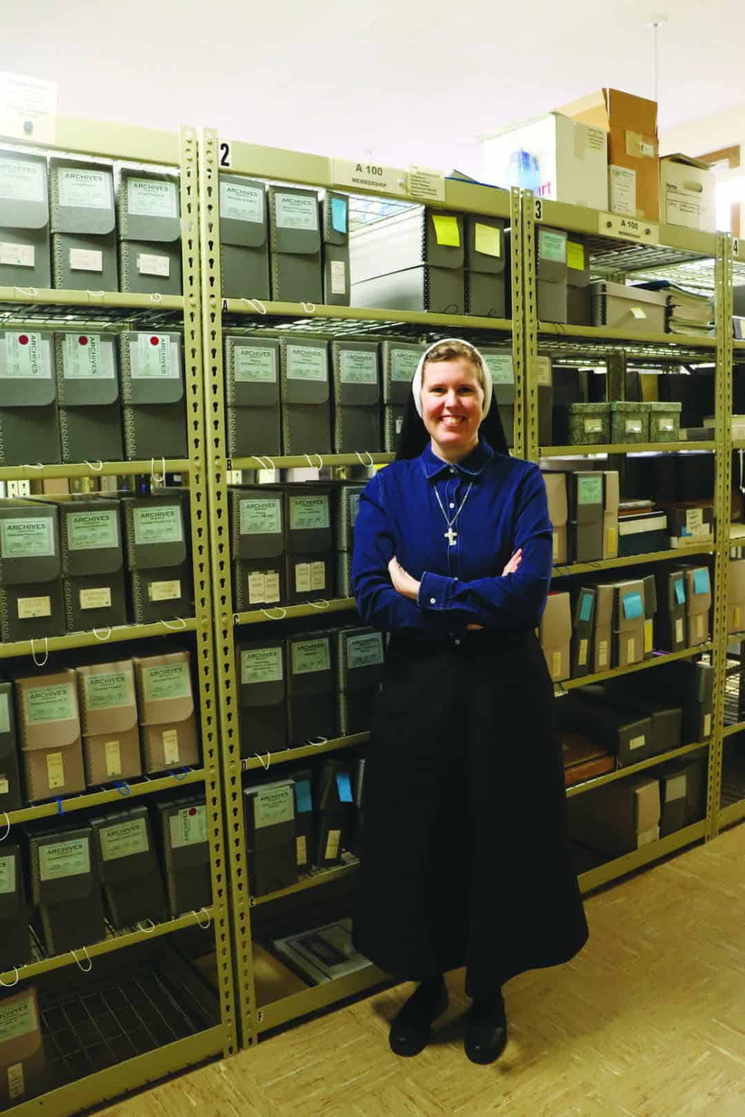 Sr. Alison serves her Sisters by managing the SSMO Archives