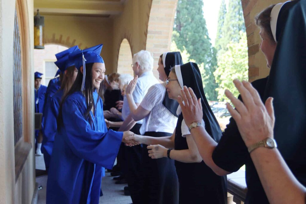 Senior Walk - seniors and Sisters celebrating