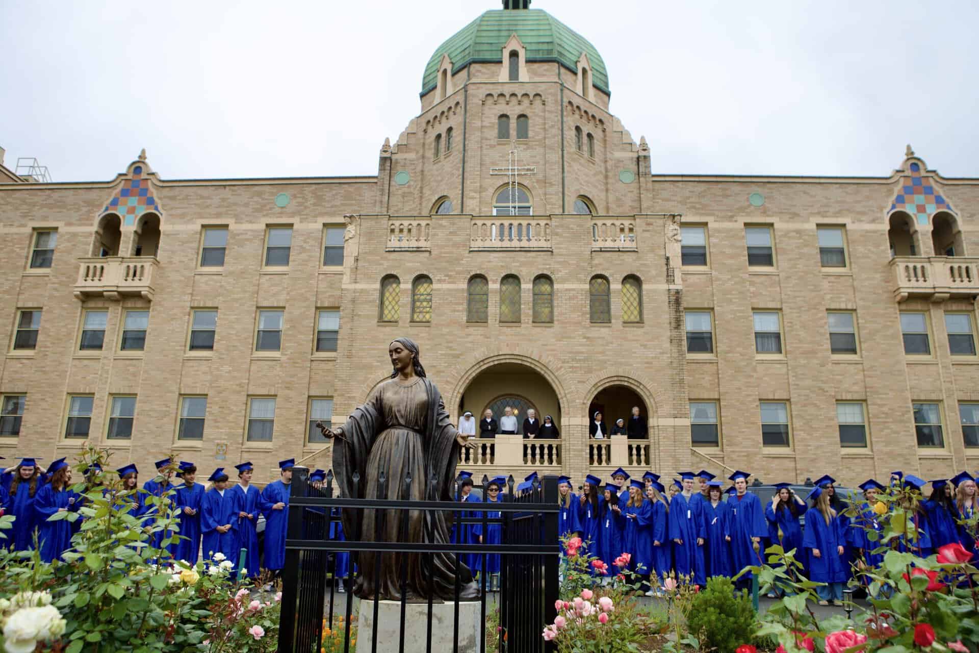 VCHS Senior Walk of Honor 26 grads in front of Dome