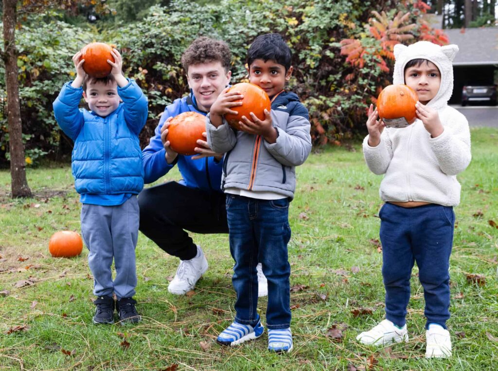 Students in Pumpkin Patch