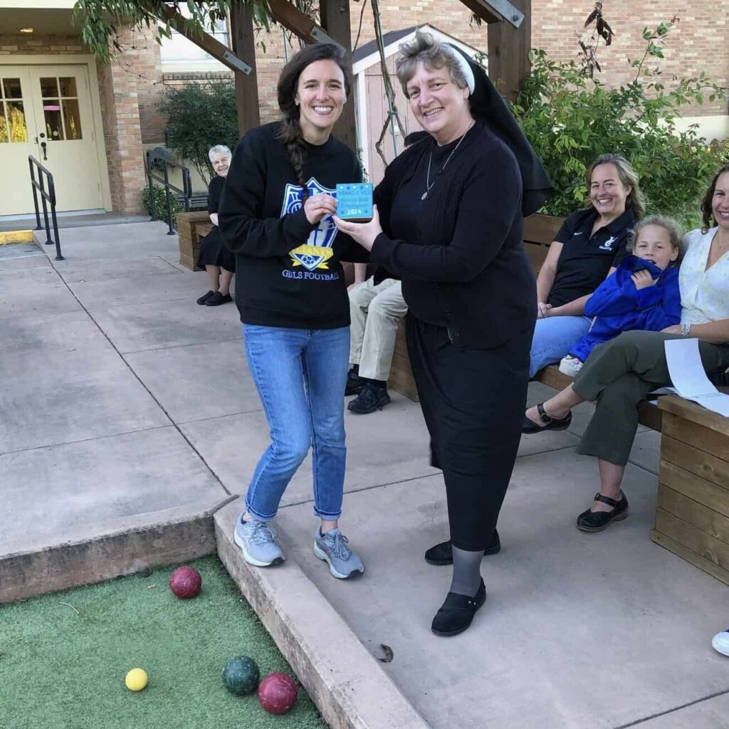Sr Adele Marie during a fun afternoon of bocce ball