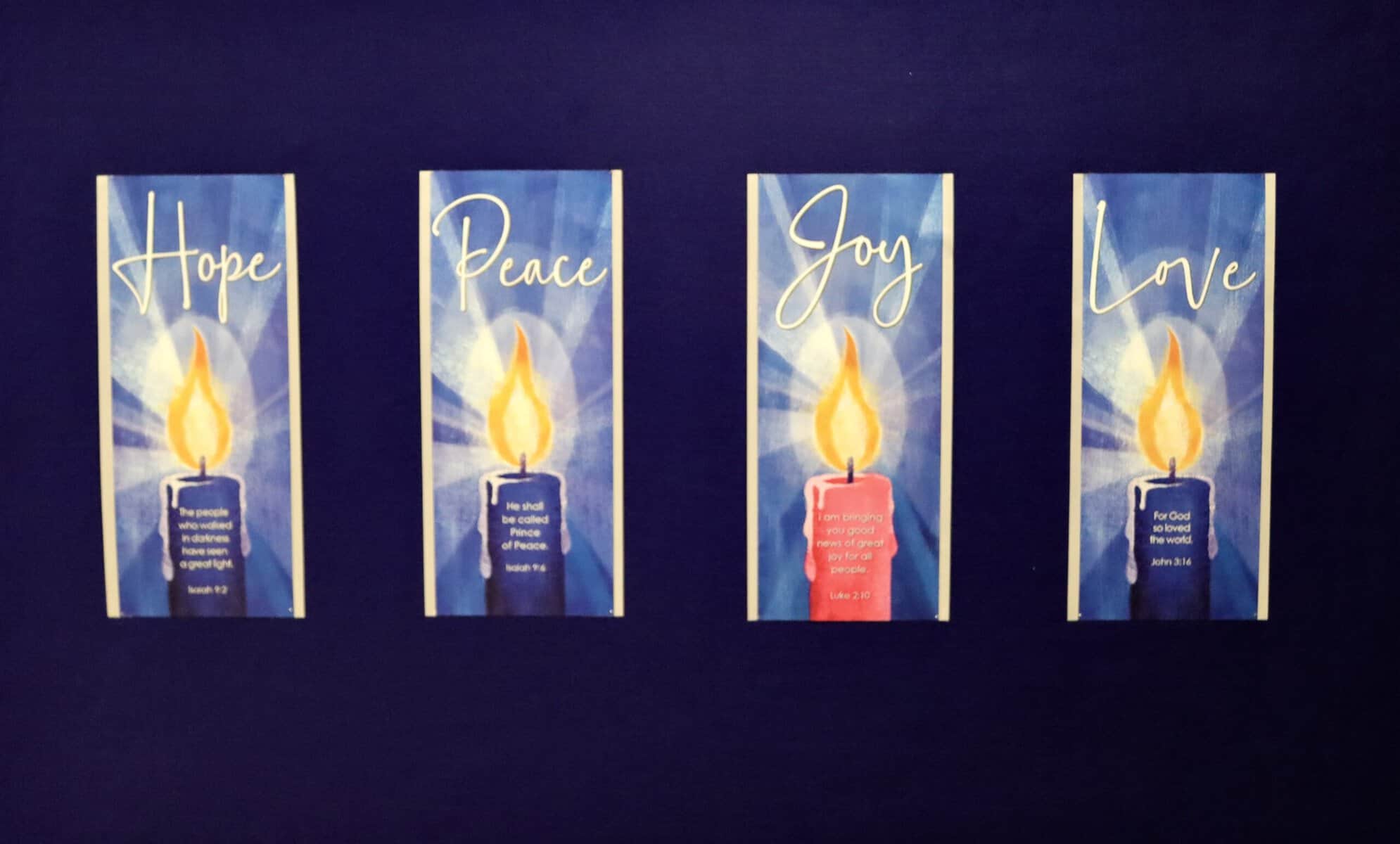 Advent messages Hope, Peace, Joy, Love
