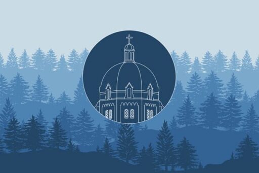 Blue colored tree background with Motherhouse image