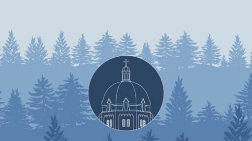 Blue colored tree background with Motherhouse image