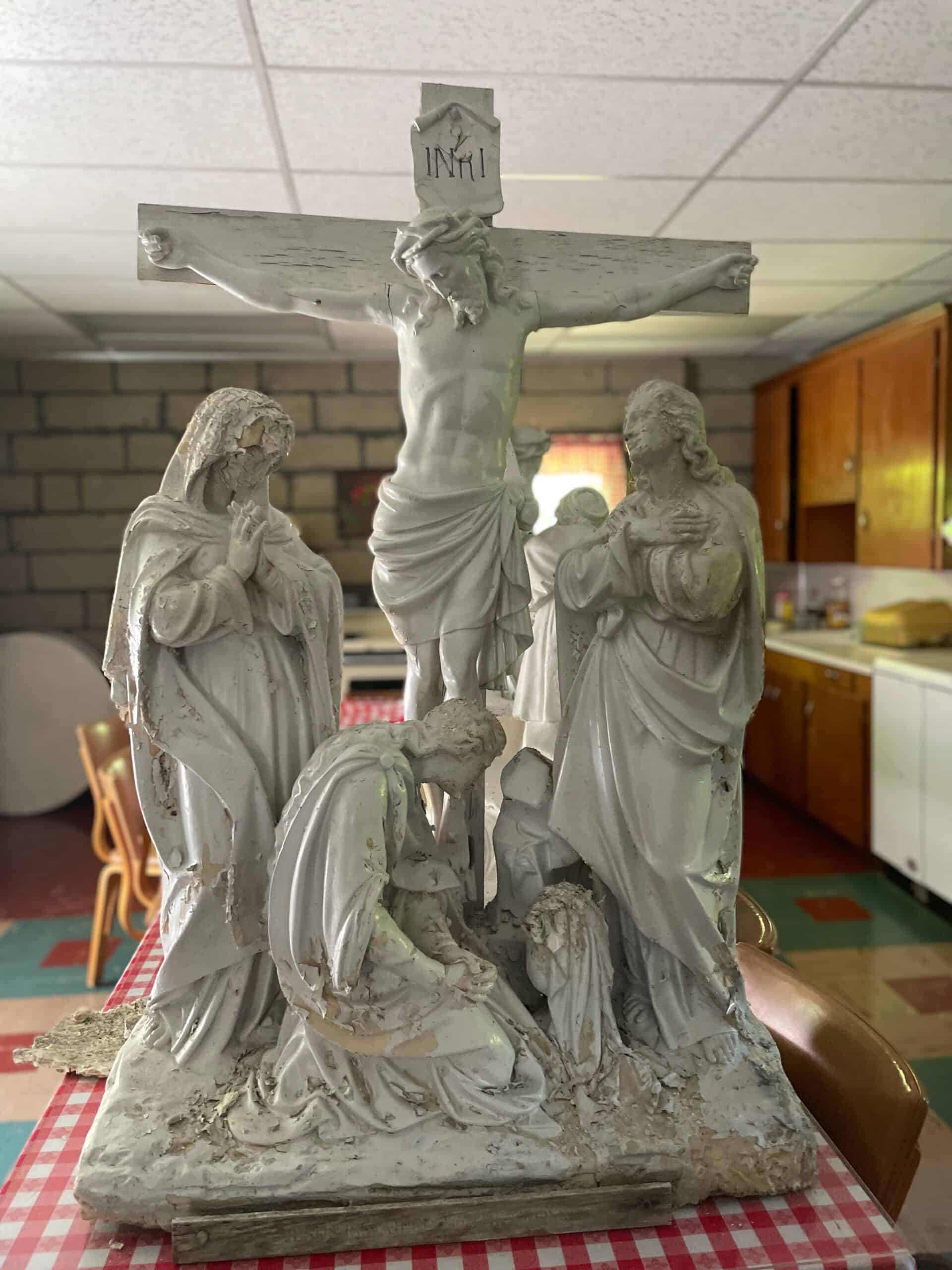 Before sculpture was refurbished - Jesus Dies on the Cross