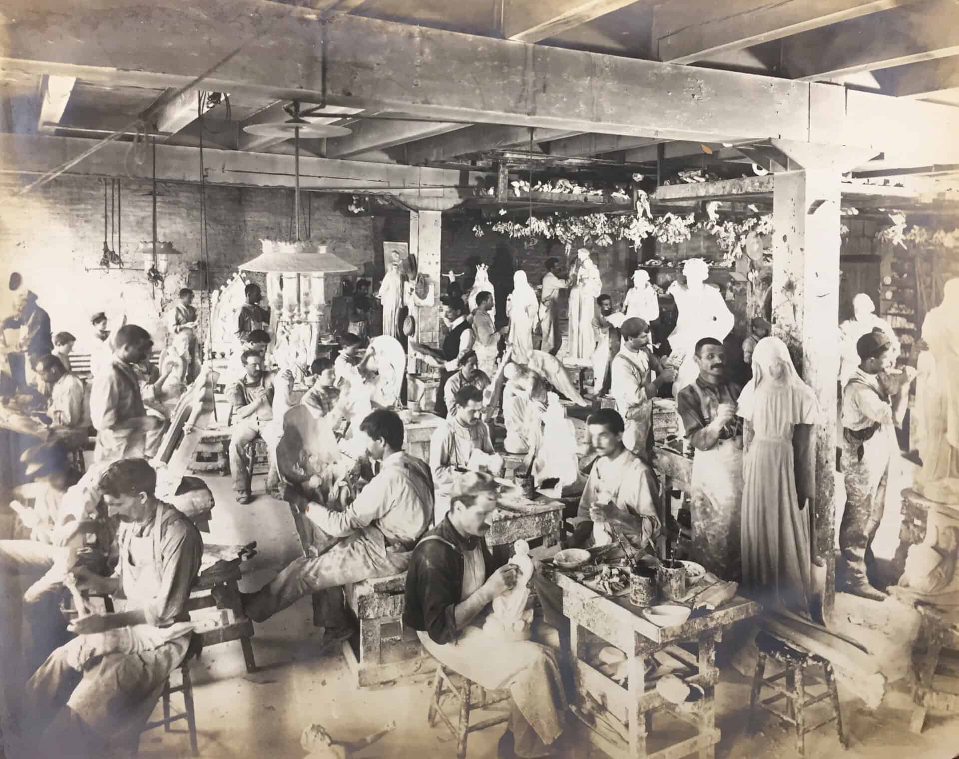 DePrato Brothers sculptors working their shop in Chicago in the early 20th century