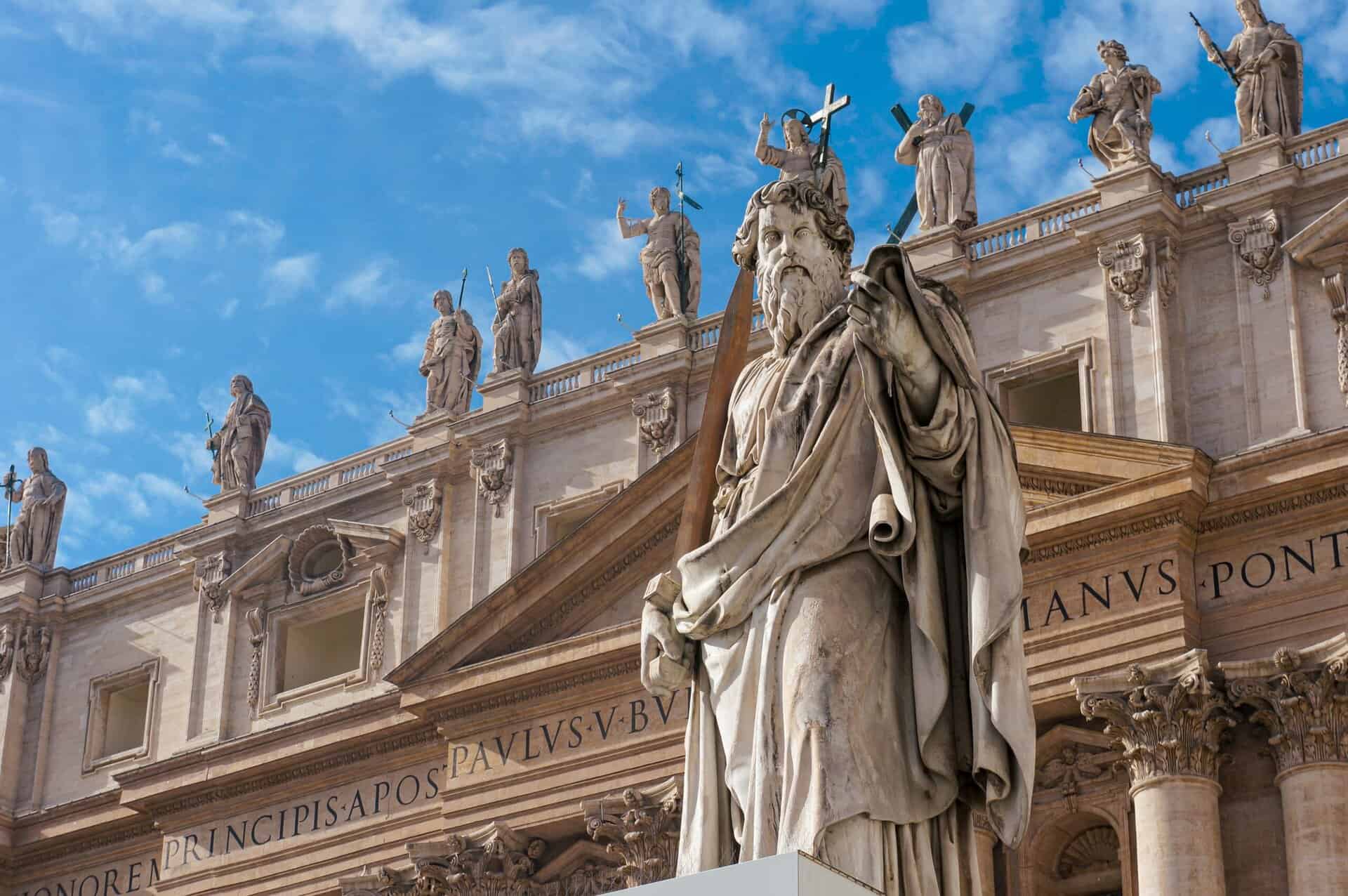 Statue Of Apostle Paul In Front Of The St. Peter's