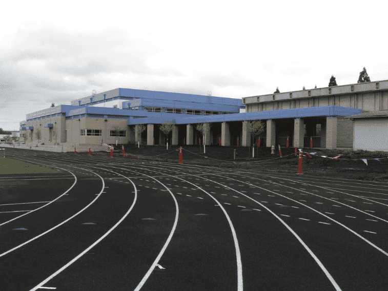 The new Athletic Center and all-weather track were dedicated at Valley Catholic High School
