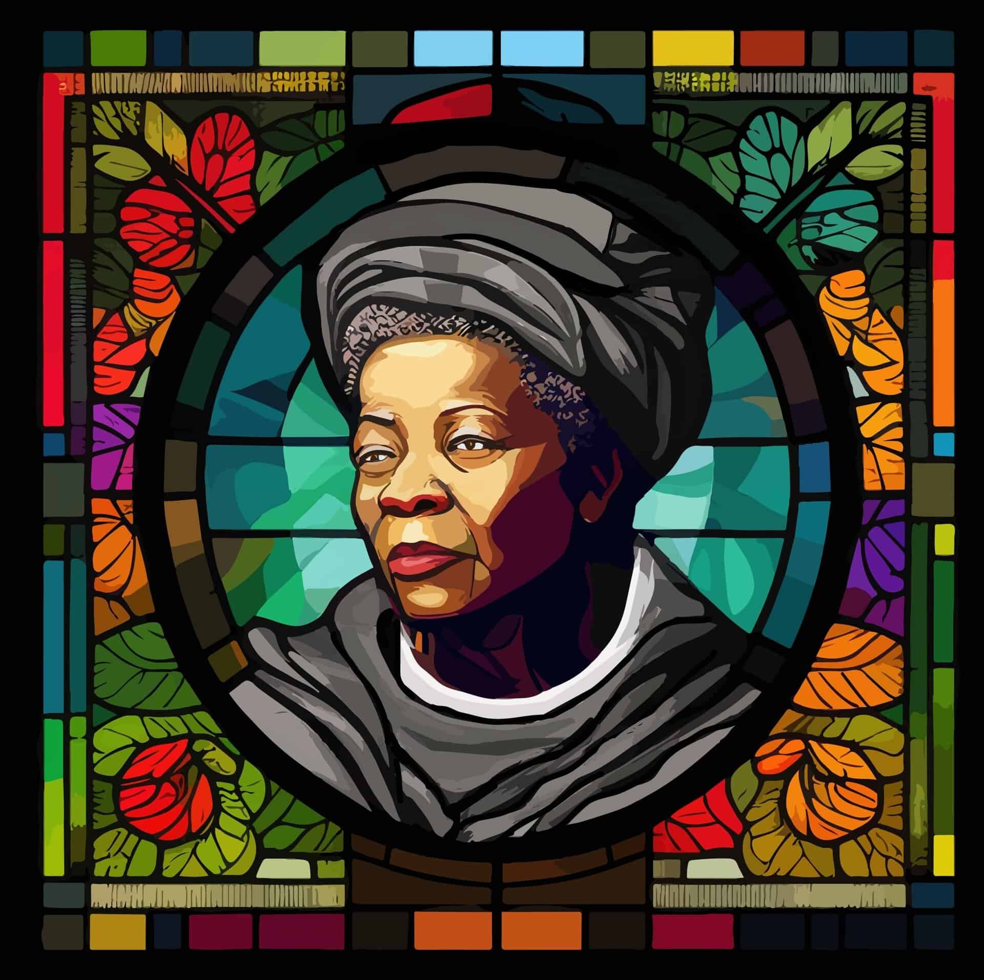 Saint Josephine Bakhita stained glass