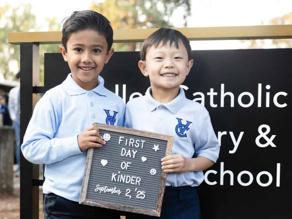 Elementary boys on the first day of Kindergarten