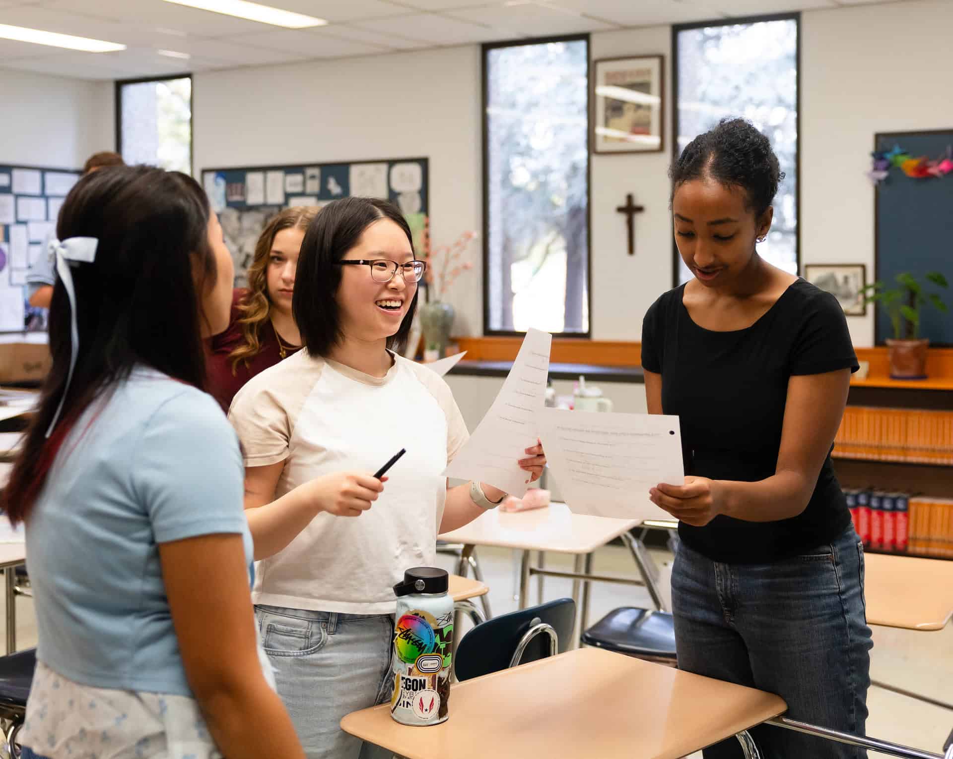 High school students in english class