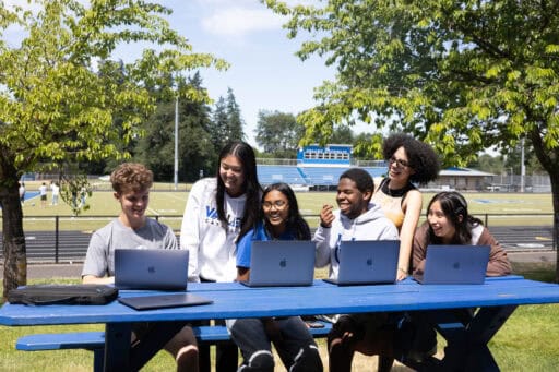 High school students on mac books