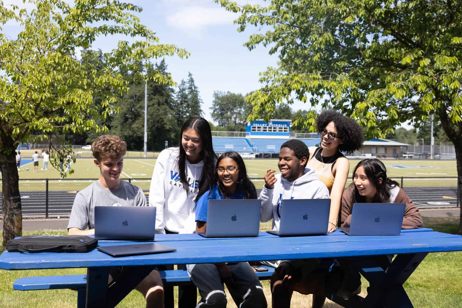 High school students on mac books