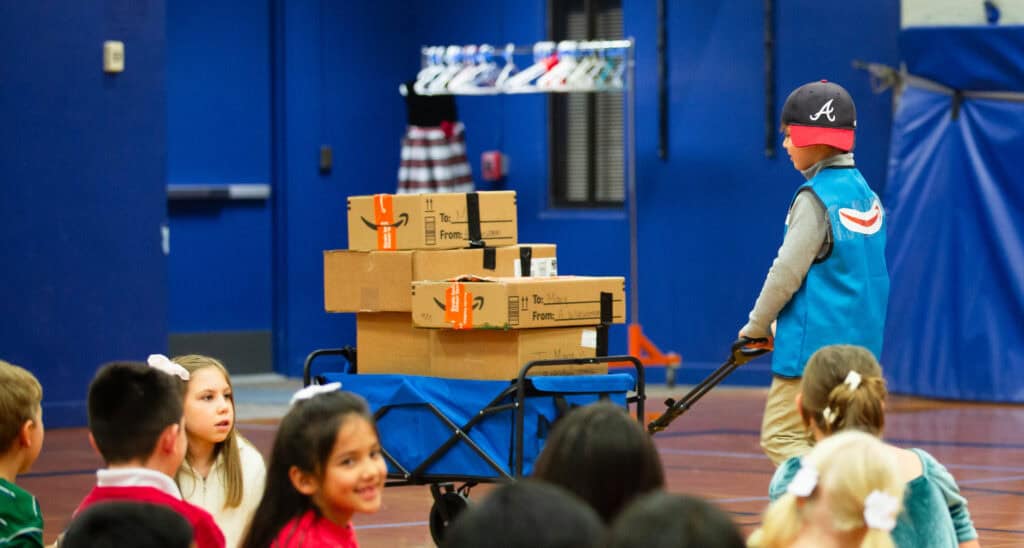 Amazon delivery at VCES Christmas performance