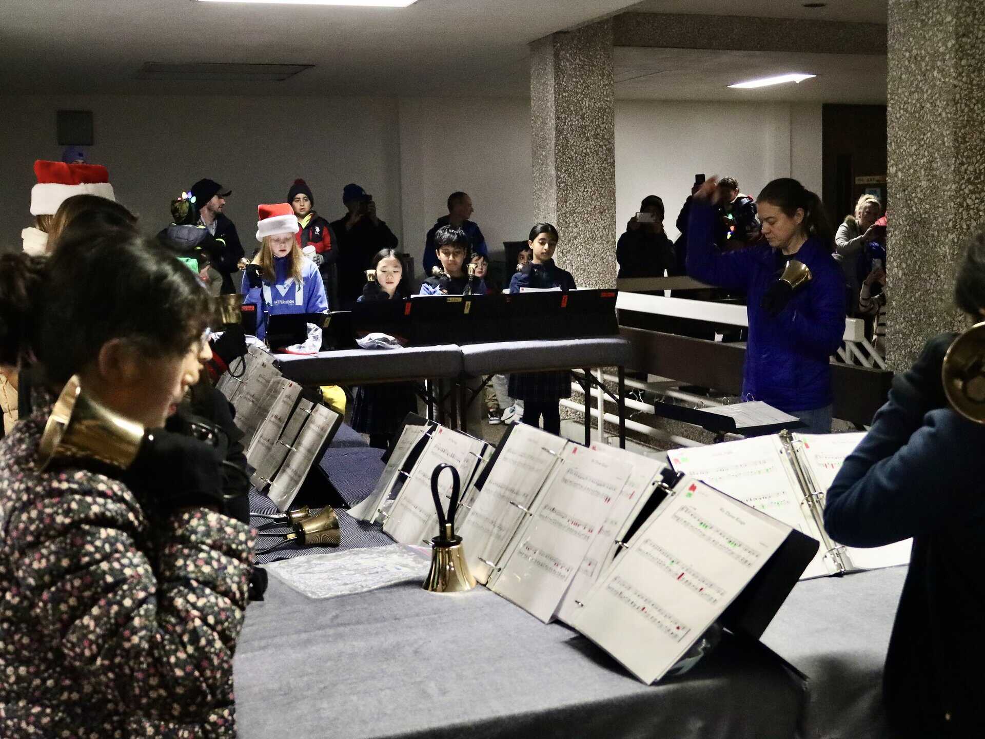 Handbell choir performs at valiant christmas