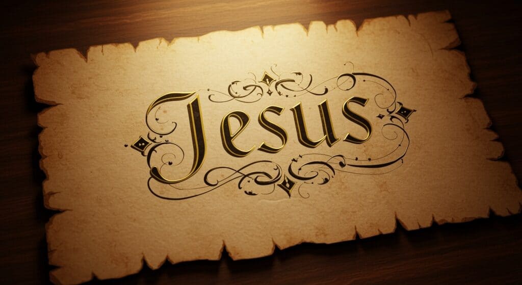 Jesus name written on parchment