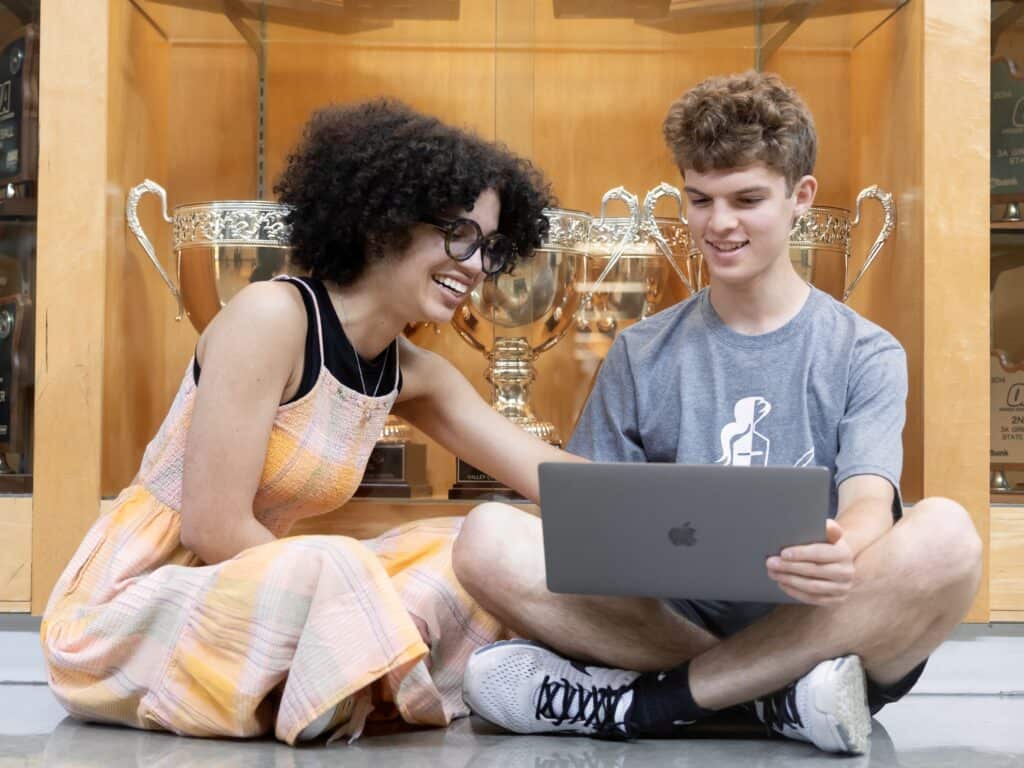 VCHS students studying in atheltics center