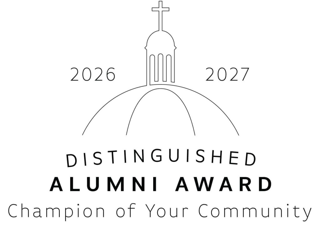 Sketch Dome with wording "Alumni Award 2026 2027 Champion of Community"