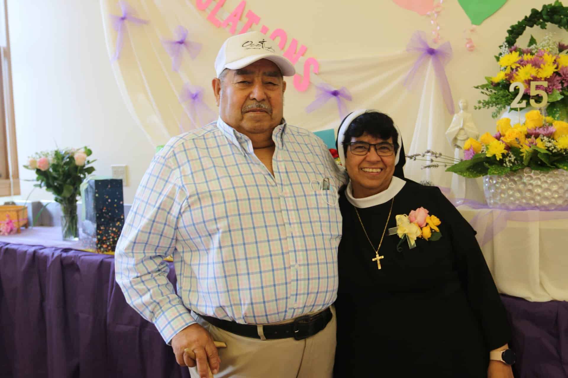 During Sr. Juana's 25th Jubilee; posing with family
