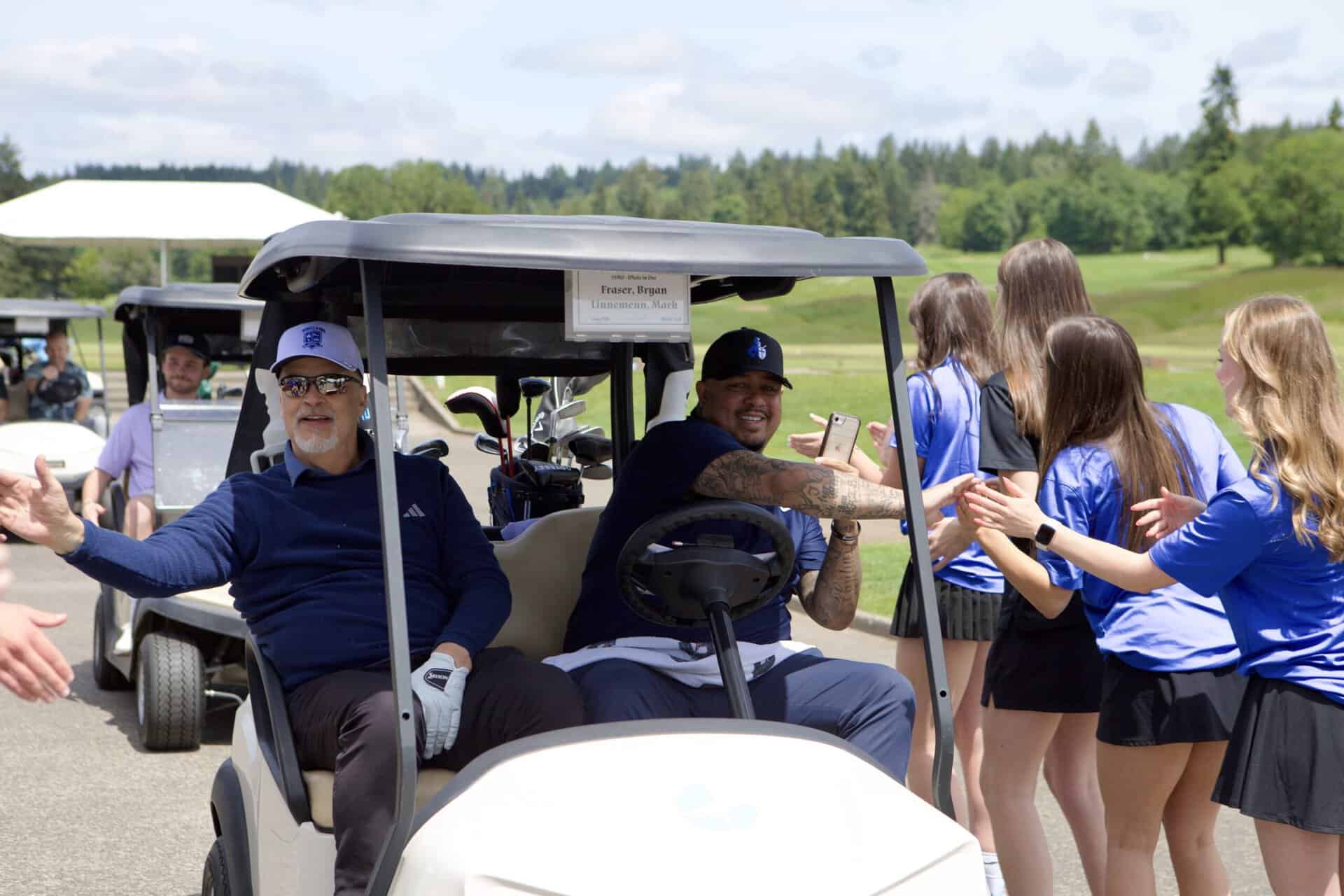 High five line at golf tournament