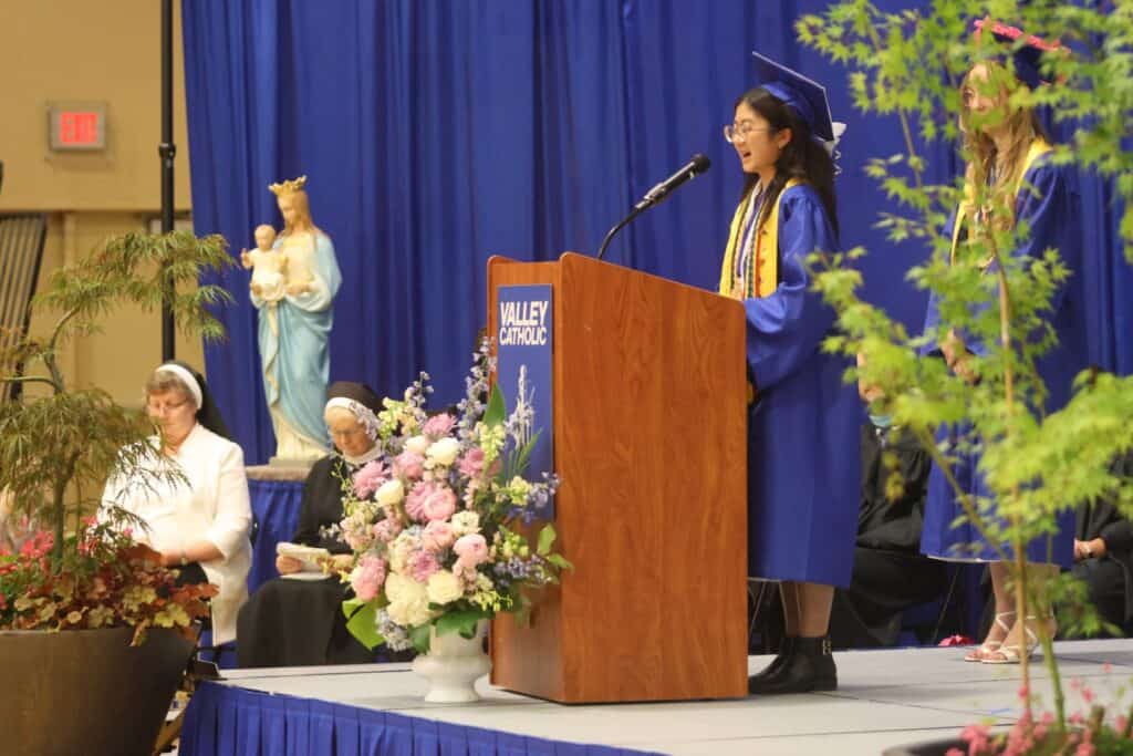 Valedictorian addresses students at graduation