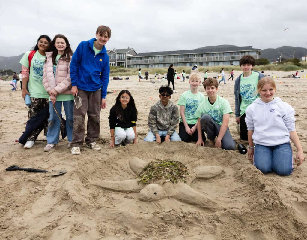 VCMS students microplastic beach sandcastle