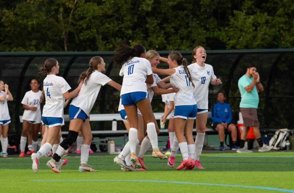 VC Girls Soccer team celebrating