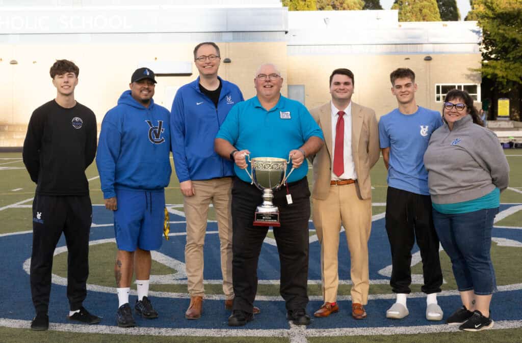 Valley Catholic Celebrates Ninth OSAA Cup on turf field photo